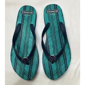 Coach Teal and Navy Flip Flops